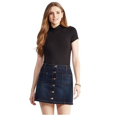 Aeropostale Womens Solid Mock Basic T-Shirt