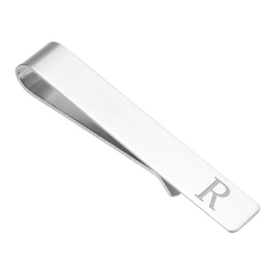 Unique Bargains Stainless Steel Necktie Pinch Letter with Black Gift Box Initial Tie Clip for Men