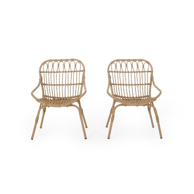 GDFStudio Barrister Outdoor Boho Wicker Accent Chairs (Set of 2)