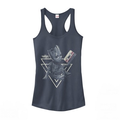 Juniors Womens Marvel Guardians of the Galaxy Vol. 2 Groot Tape Shape Racerback Tank Top