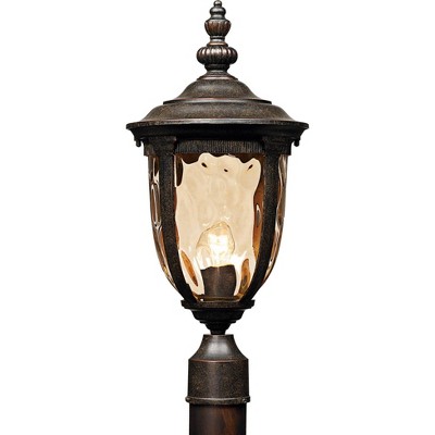 John Timberland Bellagio Rustic Outdoor Post Light Veranda Bronze 21" Hammered Glass for Exterior Barn Deck Post Light House Porch Yard Patio Home
