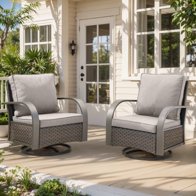 Outdoor Swivel Chair Patio Glider Chair with High Back Chair Set of 2
