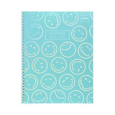 Yoobi SmileyWorld 8.5"x11" 2025-2026 Monthly Planner Teal Holographic Smiley
