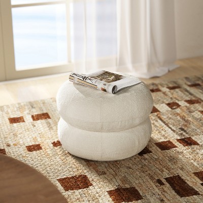 Christopher Knight Home Webster Modern 19.5" Velvet Round Upholstered Ottoman