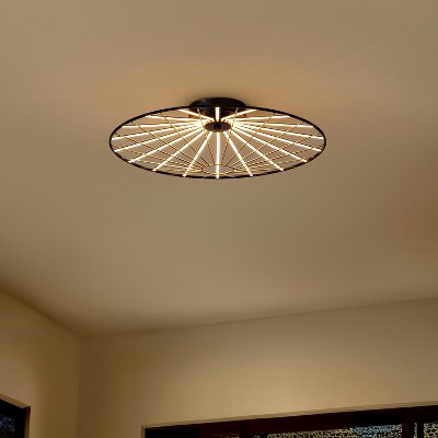 JONATHAN Y Anders 23.25" Contemporary Scandinavian Dimmable Stripe UFO Integrated LED Flush Mount