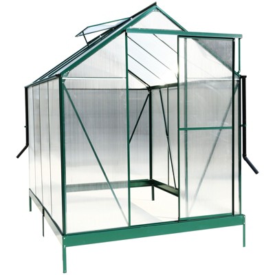 CAVINAS 6.3'*4.2'*7' Durable Polycarbonate Greenhouse Walk-in Greenhouse Kit with Rain Gutter for Backyard