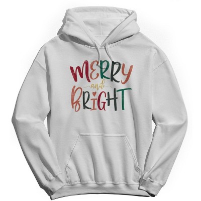 Rerun Island Men's Christmas Merry & Bright Ribbon Long Sleeve Graphic Cotton Hoodie