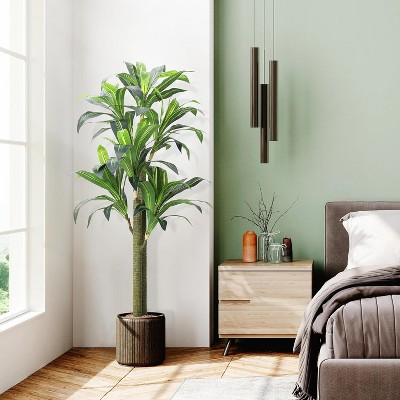 Artificial Tree 5.4 FT, Dracaena Silk Plant Artificial Faux House Plants Evergreen Dracaena for Outdoor Indoor Decor Home Office