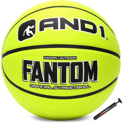 AND1 Fantom Rubber Basketball: Official Size 7 (29.5 inches) - Deep Channel Construction, Made for Indoor Outdoor Games