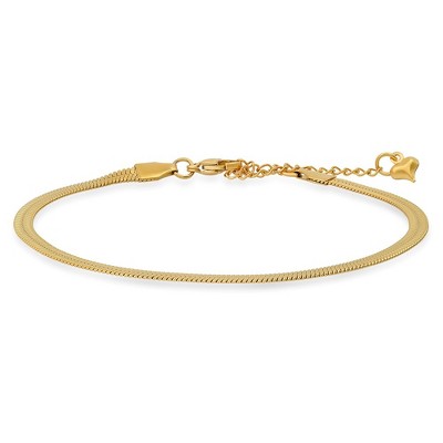 Steeltime Ladies 18k gold plated stainless steel herringbone chain anklet
