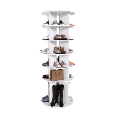 Zevemomo 6-Tier Rotating Shoe Rack Tower, 360¡ã Spinning Shoe Carousel Organizer, for Entryway, Closet, Living Room, Bedroom ¨C Holds 24 Pairs, White