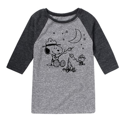 Boys' - Peanuts - Snoopy Camping Raglan Graphic T-Shirt