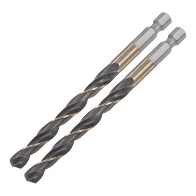 Unique Bargains High Speed Steel 1/4 Inch Hex Shank Twist Jobber Drill Bits 2 Pcs