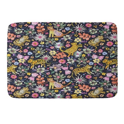 Deny Designs Ninola Design Spring Tigers Jungle Black Memory Foam Bath Mat