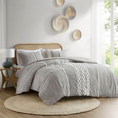 NicBex 3 Pcs Tufted Cotton Chenille Comforter Set Casual Bedding Set Quilt Set 1 Cover, 2 Pillow Shams, Machine Washable