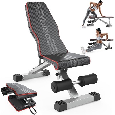 Adjustable Weight Bench for Home Gym, Foldable Incline/Decline/Flat Workout Bench for Full Body Training with Quick Folding & Adjustment (Black)