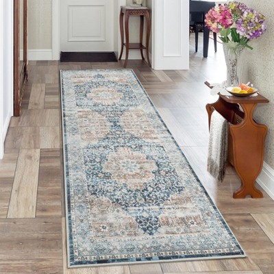 Vintage Floral Area Rugs for Living Room Bedroom Machine Washable Non-Slip Area Rug