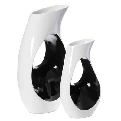 Uniquewise Tall Modern floor vase, White Unique Trumpet Floor Vase, Home Interior Decoration