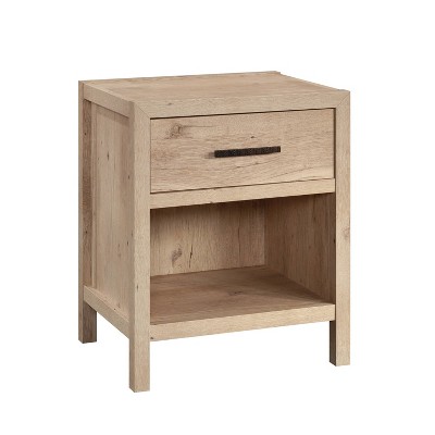 Pacific View 1 Drawer Nightstand Prime Oak- Sauder: Laminated Bedside Table with Shelving, CARB Certified