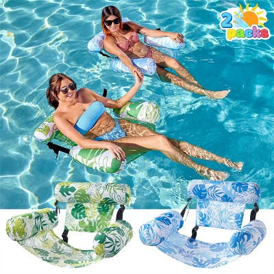 Joyfy 2 Packs Inflatable Pool Chairs,  Inflatable Lounge Pool Float, Pool Hammock Chair for Adult Summer Party Water Beach Fun Outdoor Relaxation