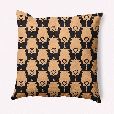 16"x16" Cat Clowder Print Square Throw Pillow Pale Gold - e by design: Indoor Decorative Cushion, Twill Fabric, Down Alternative Fill