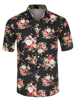 Lars Amadeus Men's Summer Floral Print Short Sleeve Button Down Beach Hawaiian Casual Shirt