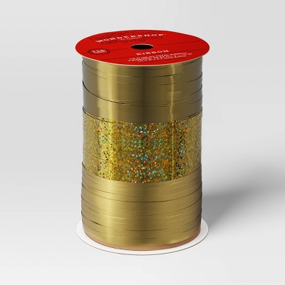 115' Christmas Curling Ribbon Wraphia Gold - Wondershop™