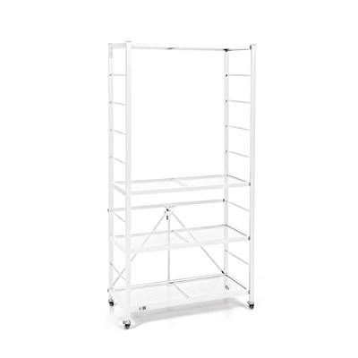 Origami R2 Series Folding Portable Heavy Duty Durable Powder Coated Steel Storage Rack with 10 Adjustable Shelves and Wheels