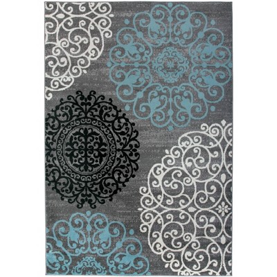 World Rug Gallery Floral Area Rug:  Botanical Pattern,  Pet Friendly,  Stain-Resistant,  Low Pile,  Indoor Use