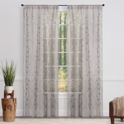 Chanasya 2pk Embroidered Vine Sheer Window Curtain Panels - Set of 2