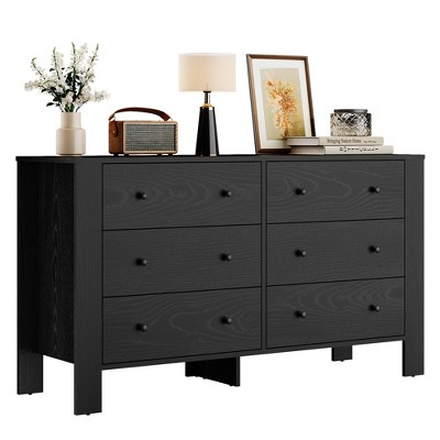 Dresser for Bedroom, Large 6 Drawer Dresser with Deep Drawers & Metal Knobs, Modern Wooden Double Chests of Drawers
