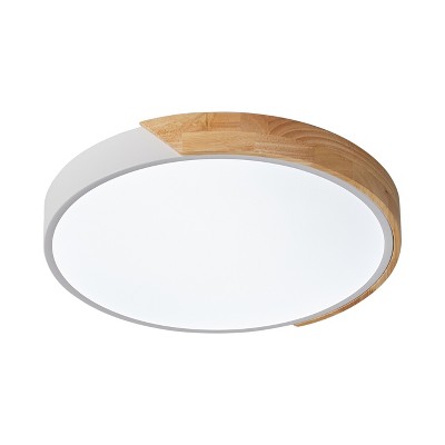Dewdrop Modern LED Flush Mount Ceiling Light 1-Light with Wood Accent, Round Fixture
