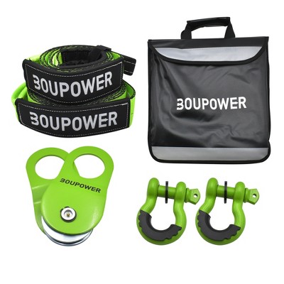 Off Road Recovery Kit, 10 Ton Snatch Block Pulley with 3"x8' Tree Saver Strap and 2Pcs D Ring Shackles, Winching Accessories for Truck Car SUV ATV