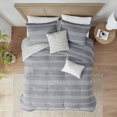 Madison Park 5pc Knox Clipped Jacquard Comforter Set Gray