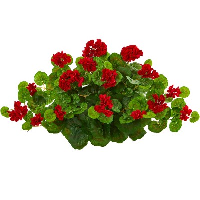 Nearly Natural 24-in Geranium Artificial Ledge Plant