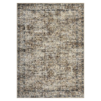Washable Vintage Floral Print Living Room Rugs, Distressed Print Soft Non Slip Bedroom Carpet, Large Stain Resistant Dining Room Rugs