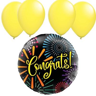 LoonBalloon Graduation Congratulations Balloon Standard Size Premium Foil Graduation Theme Balloon Set with 4 pcs Latex