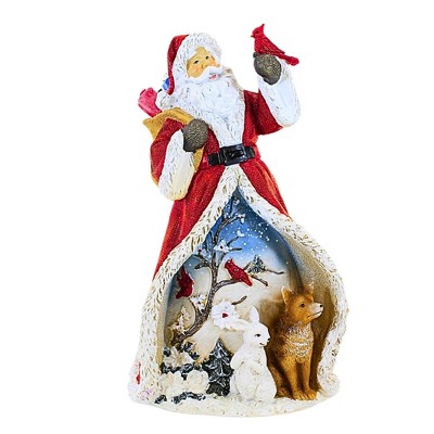 Roman 10.0 Inch Santa Blossom Tree Christmas Figurine , Cardinal Flowers Animals (1PC)