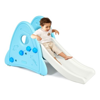 Costway Freestanding Baby Slide Indoor First Play Climber Slide Set for Boys Girls Pink\Blue\Gray