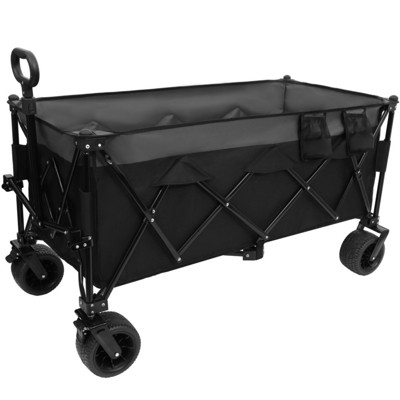 FATMOON Heavy-Duty Foldable Utility Wagon with 480lbs Capacity & 7 All-Terrain Wheels,Collapsible Storage Cart for Camping, Beach,Outdoor