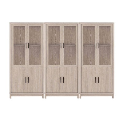 Manhattan Comfort Set of 3 67.6" Jodie Bookcases with 6 Adjustable Shelves