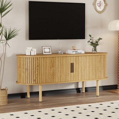 47.2" TV Stand, Modern TV Console Table with Storage Compartment and Sliding Door, Gaming Entertainment Center with Cabinet for Living Room, Bedroom