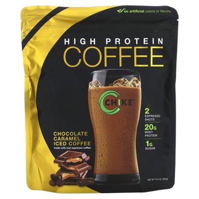 Chike Chocolate Caramel High Protein Iced Coffee, 20 G Protein, 2 Shots Espresso, 1 G Sugar, Keto Friendly and Gluten Free, 14 Servings (14.8 Ounce)