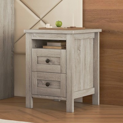 Grungis 2-Drawer Farmhouse Wooden Dressers with Well-proportioned Design and Sleek Lines,Wooden Chest Drawers for Living Room,Hallway,White