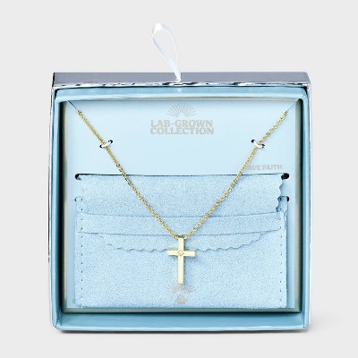 14K Gold Dipped Lab-Grown Diamond Cross Pendant Necklace - Gold