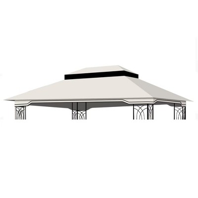 Sevobal Patio Umbrellas Outdoor Patio Gazebo Replacement Canopy, Double Tiered Gazebo Tent Roof Top Cover Only, Beige,129.93"*104.33"*36.78"