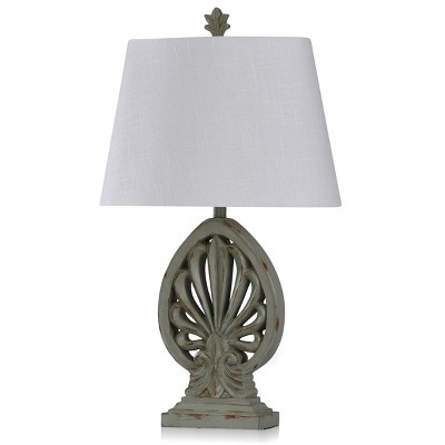 Casual Brooch Design Table Lamp Dark Green - StyleCraft: Polyresin Body, 3-Way Switch, UL Listed