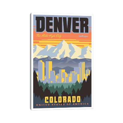 Denver Travel Poster by Jim Zahniser Unframed Wall Canvas - iCanvas