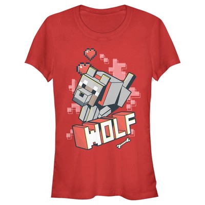 Juniors Womens Minecraft Wolf T-Shirt