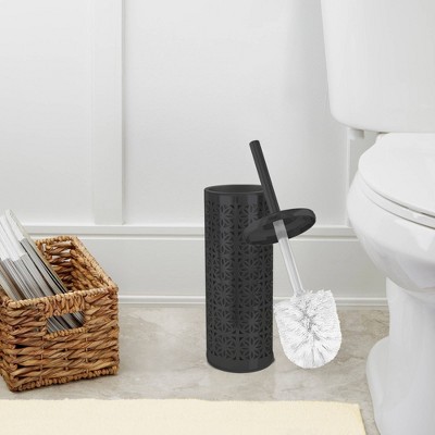 Laser Cut Oil-Rubbed Bronze Toilet Brush Holder with Lid Bronze - Nu Steel